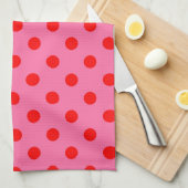 Rot auf rosa Polka Dots Design Geschirrtuch (Viertel Falte)