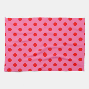 Rot auf rosa Polka Dots Design Geschirrtuch