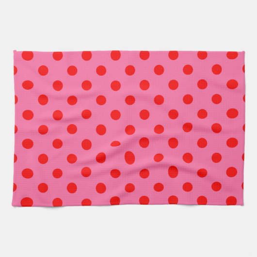 Rot auf rosa Polka Dots Design Geschirrtuch (Horizontal)