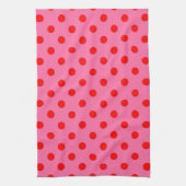 Rot auf rosa Polka Dots Design Geschirrtuch (Vertikal)