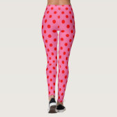 Rot auf rosa Polka Dots Design Leggings (Rückseite)