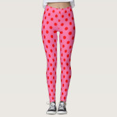 Rot auf rosa Polka Dots Design Leggings (Vorderseite)