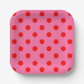 Rot auf rosa Polka Dots Design Pappteller (Vorderseite)