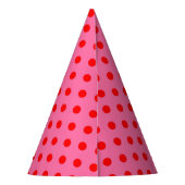 Rot auf rosa Polka Dots Design Partyhütchen (Rückseite)