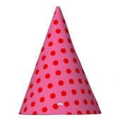 Rot auf rosa Polka Dots Design Partyhütchen (Rechts)