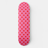 Rot auf rosa Polka Dots Design Skateboard (Vorderseite)