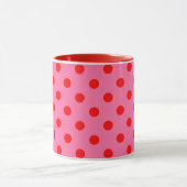 Rot auf rosa Polka Dots Design Tasse (Zentrum)