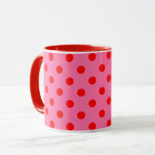Rot auf rosa Polka Dots Design Tasse (Vorderseite Links)