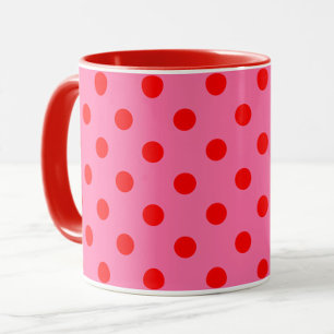 Rot auf rosa Polka Dots Design Tasse