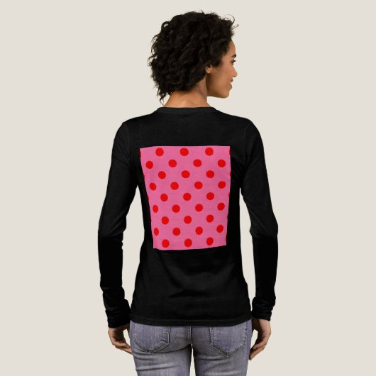 Rot auf rosa Polka Dots Design Tri-Blend Shirt (Voller Rückseite)