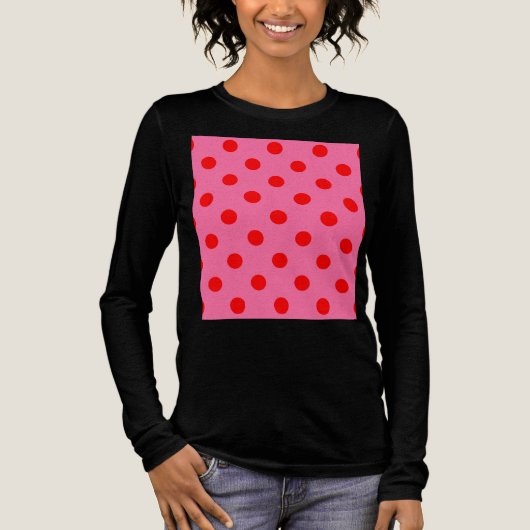 Rot auf rosa Polka Dots Design Tri-Blend Shirt (Vorderseite)