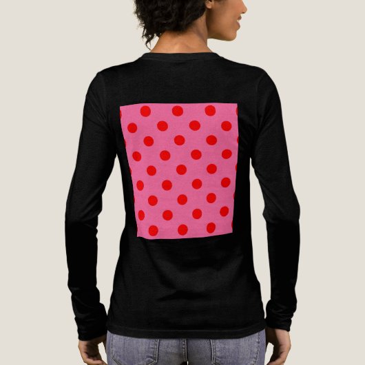 Rot auf rosa Polka Dots Design Tri-Blend Shirt (Rückseite)