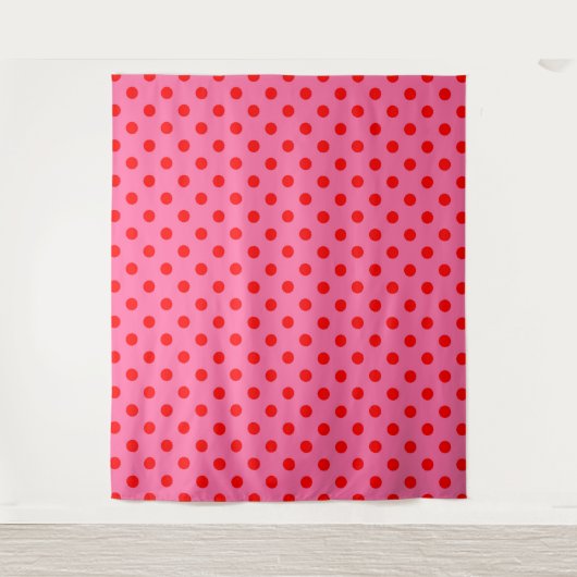 Rot auf rosa Polka Dots Design Wandteppich (Vorderseite)