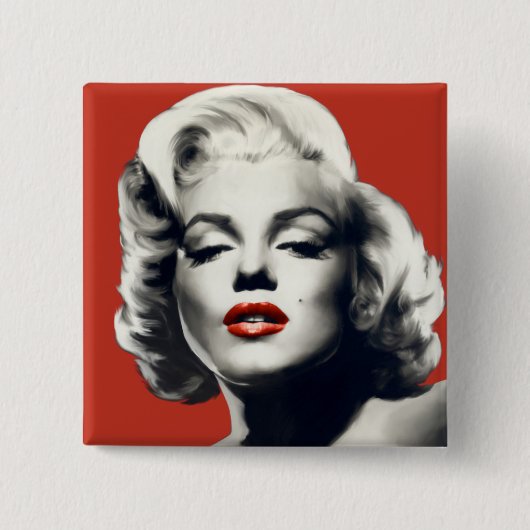 Rot auf roten Lippen Marilyn Button (Vorderseite)