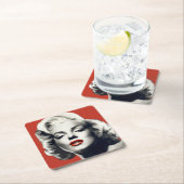 Rot auf roten Lippen Marilyn Rechteckiger Pappuntersetzer (Vor Ort)