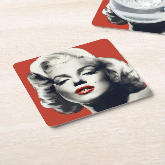 Rot auf roten Lippen Marilyn Rechteckiger Pappuntersetzer (angewinkelt)