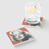 Rot auf roten Lippen Marilyn Steinuntersetzer (Seitenansicht)