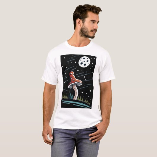 Rot auf schwarzem Pilz für weiße Hintergründe) T-Shirt (Vorne ganz)