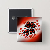 Rot auf schwarzen Herzen Button (Vorne & Hinten)