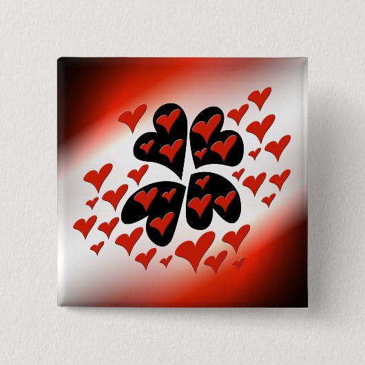 Rot auf schwarzen Herzen Button (Vorderseite)