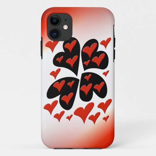 Rot auf schwarzen Herzen Case-Mate iPhone Hülle (Rückseite)
