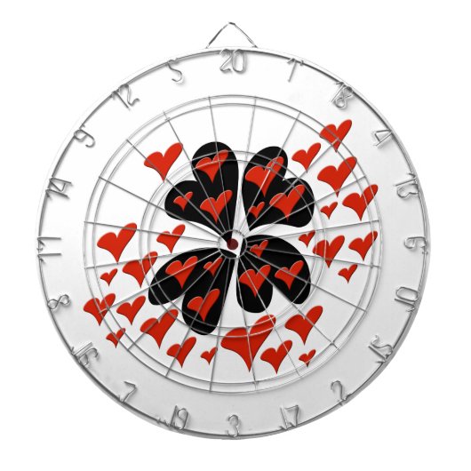 Rot auf schwarzen Herzen Dartscheibe (vorne)