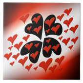 Rot auf schwarzen Herzen Fliese (Vorderseite)