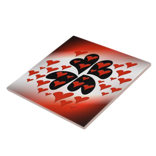 Rot auf schwarzen Herzen Fliese (Seite)