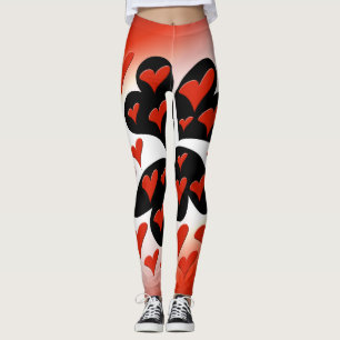 Rot auf schwarzen Herzen Leggings