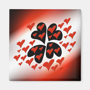 Rot auf schwarzen Herzen Magnet