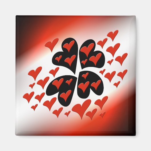 Rot auf schwarzen Herzen Magnet (Vorne)
