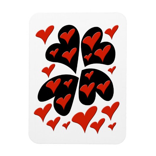 Rot auf schwarzen Herzen Magnet (Vertikal)