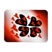 Rot auf schwarzen Herzen Magnet (Horizontal)