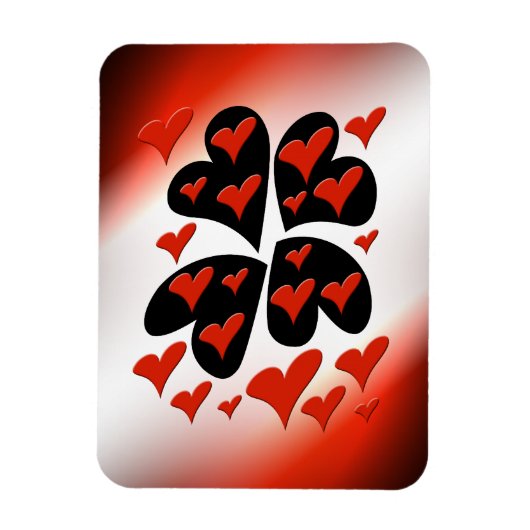 Rot auf schwarzen Herzen Magnet (Vertikal)