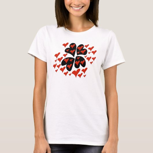 Rot auf schwarzen Herzen T-Shirt (Vorderseite)