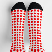 Rot auf Weiß Großes Horiz. Polka Dots Socks Socken (Oben)