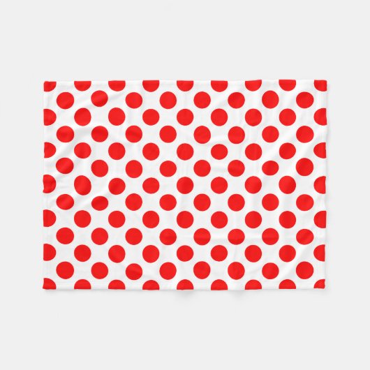 Rot auf weiße große Polka-Punkte Fleecedecke (Vorderseite (Horizontal))
