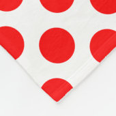 Rot auf weiße große Polka-Punkte Fleecedecke (Ecke)