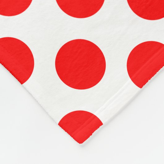 Rot auf weiße große Polka-Punkte Fleecedecke (Ecke)