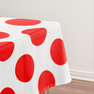 Rot auf weiße große Polka-Punkte Tischdecke