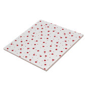 Rot auf weißem Herzen Muster Fliese (Seite)