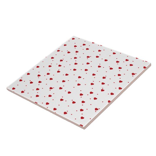 Rot auf weißem Herzen Muster Fliese (Seite)