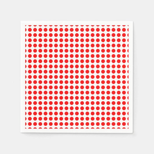 Rot auf weißem, horizontalem Polka-Dotierpapier Serviette (Vorderseite)