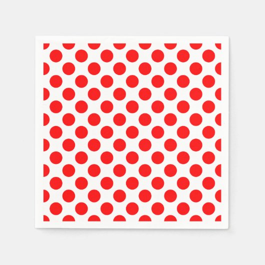 Rot auf weißem Polka-Dotierpapier großer Größe Serviette (Vorderseite)