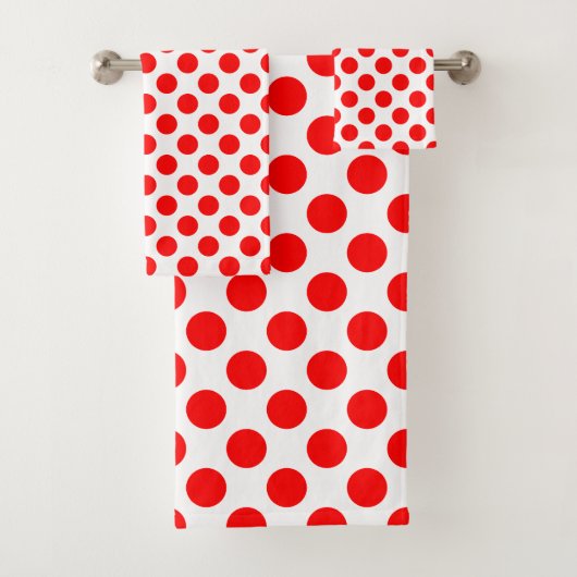 Rot auf weißem Polka Dots Badetuch Set (Insitu)