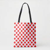 Rot auf weißem Polka Dots Muster Tasche (Vorderseite)