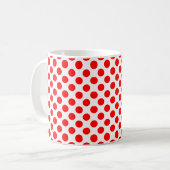 Rot auf weißem Polka-Punktmuster mittlerer Größe Kaffeetasse (Vorderseite Links)