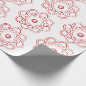 Rot auf weißen Atom-Symbolen Geschenkpapier (Ecke)
