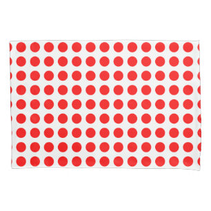 Rot auf weißen, großen horizontalen Polka-Punkten Kissenbezug