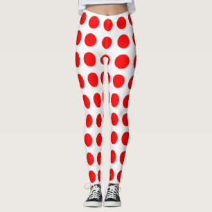 Rot auf weißen, großen horizontalen Polka-Punkten Leggings